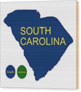 South Carolina Usa With Text Wood Print