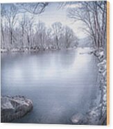 South Holston In Winter Wood Print