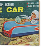 Space Car Wood Print