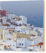 Spectacular View Of Tetouan Morocco, Watercolor Painting Of A Tourist Town Wood Print