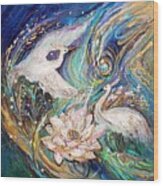 Splash Of Life Series #34. Dance Of Herons Wood Print