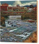 Spokane River, Downtown Spokane Wa Wood Print