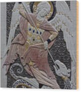 St Michael Killing The Dragon Wood Print