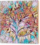 Stained Glass Tree In The Sun Wood Print