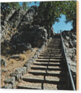 Stairs To The Mountain Chapel In Castelo De Vide Wood Print