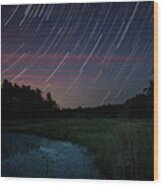 Star Trails Over Shane Branch At Friendship Wood Print