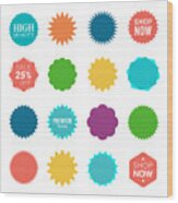 Starburst Sale Stickers Wood Print