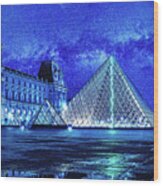 Starry Sky Over The Louvre Wood Print