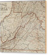 State Of Virginia Vintage Map 1863 Wood Print