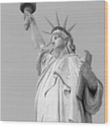 Statue Of Liberty Black And White Wood Print