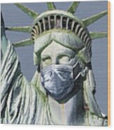 Statue Of Liberty Corona Virus Wood Print