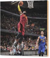 Stephen Curry And Lebron James Wood Print