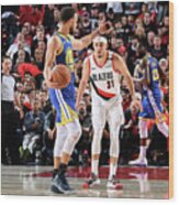 Stephen Curry And Seth Curry Wood Print