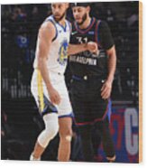 Stephen Curry And Seth Curry Wood Print