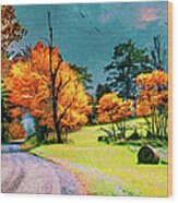 Stormy Autumn On Winery Road Ap Wood Print