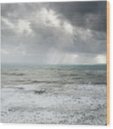 Stormy Sea And Dramatic Sky Wood Print
