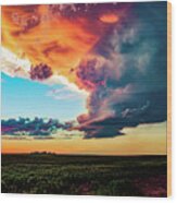 Stormy Sunset Wood Print