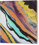 Stripely - Colorful Flowing Liquid Marble Abstract Contemporary Acrylic Painting Wood Print