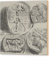Studies Of Four Greek Coins Wood Print