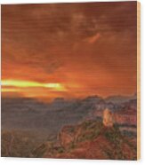 Stunning Red Storm Clouds Over The North Rim Grand Canyon Arizona Wood Print