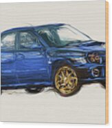 Subaru Impreza Wrx Car Drawing Wood Print