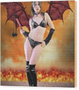 Succubus With Flail Wood Print