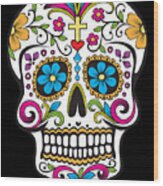 Sugar Skull Day Of The Dead Dia De Los Muertos Wood Print