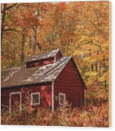 Sugarhouse In Fall - Danville Wood Print