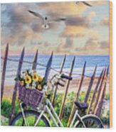 Summer Bicycle At Sunset Ii Wood Print