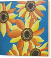 Sunflowers Five Wood Print