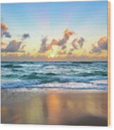 Sunrays Beach Reflections Wood Print