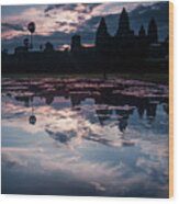 Sunrise At Angkor Wat Wood Print