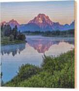 Sunrise At Oxbow Bend Wood Print