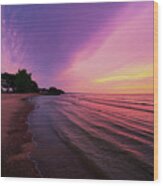 Sunrise Cedar Island Wood Print