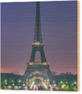 Sunrise In Paris With The Eiffeltower Wood Print