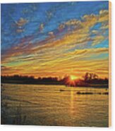 Sunrise Near The Hamilton County Bridge Wood Print