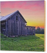 Sunrise Over An Adirondack Mountain Farm Wood Print