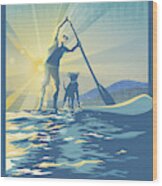 Sunrise Paddle Boarder Wood Print