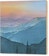 Sunrise Peak At Sunset Wood Print