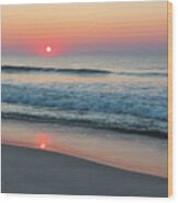 Sunrise Reflection On Shoreline Wood Print