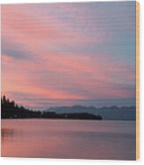 Sunset At Flathead Lake Wood Print