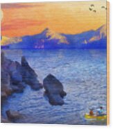Sunset At Lake Tahoe, California Wood Print