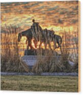 Sunset At The Pioneer Mothers Memorial - Kc Penn Valley Park Wood Print