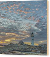 Sunset Bliss At Scituate Lighthouse Wood Print