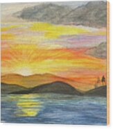 Sunset By The Shore Wood Print