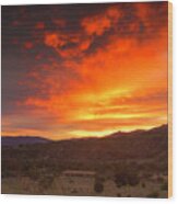 Sunset Clouds On Fire Wood Print
