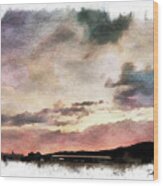 Sunset From Patterson Bridge W/ Dream Vignette Border Wood Print