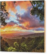 Sunset From Tantalus Oahu Wood Print