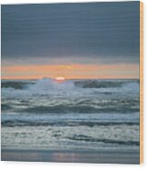 Sunset In The Waves Wood Print