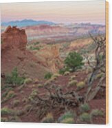 Sunset On Capitol Reef Wood Print